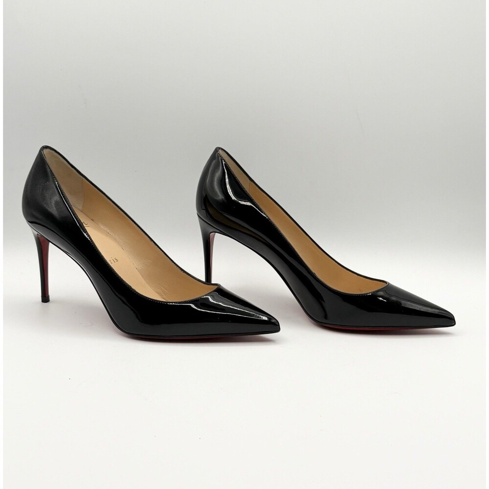 Christian Louboutin Kate 85mm Black Patent Leather Stiletto Heels Sz EU 37 - Picture 4 of 12